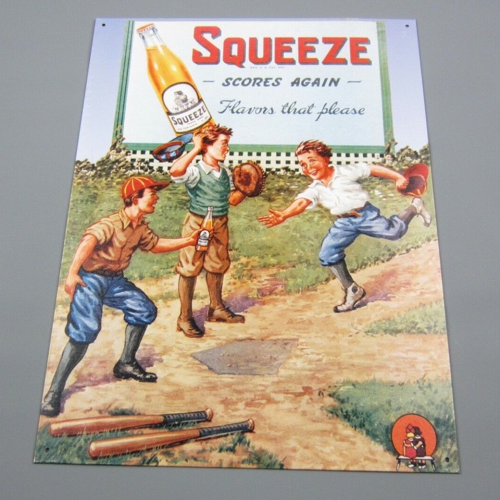 SQUEEZE metal tin wall sign 15.5" X 11.75
